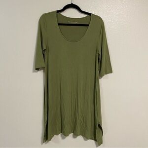 Soft Surroundings Dress Women’s Size Medium Olive Green Jersey Knit Shirt Dress